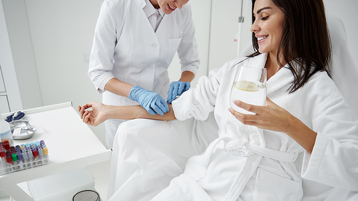 woman undergoing iv therapy